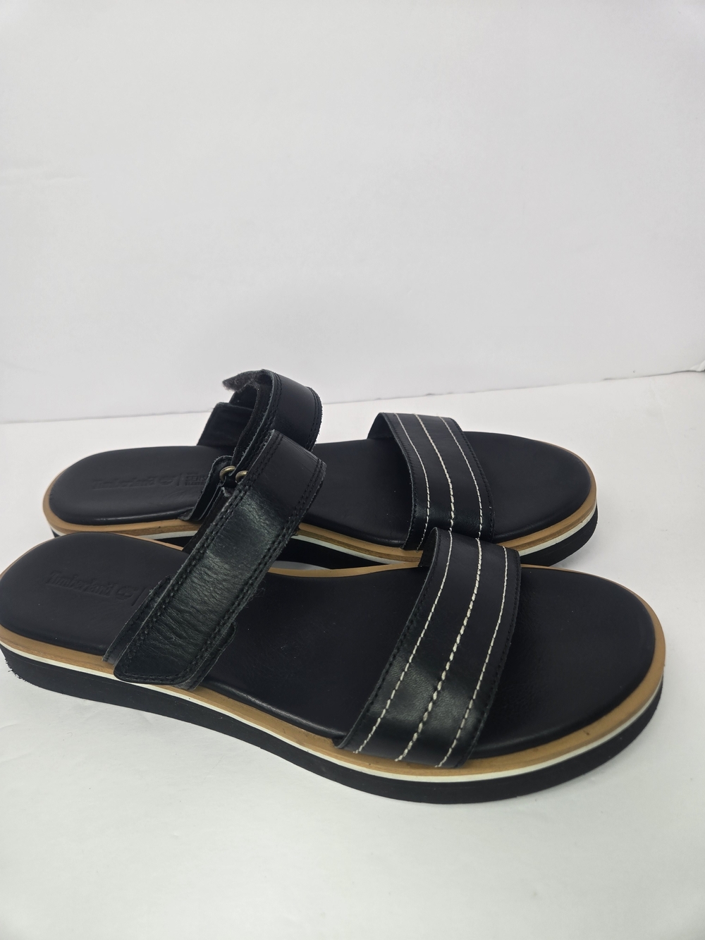Timberland SensorFlex Women's Black Leather Sandals Strap Size 11 A29T1 A4334